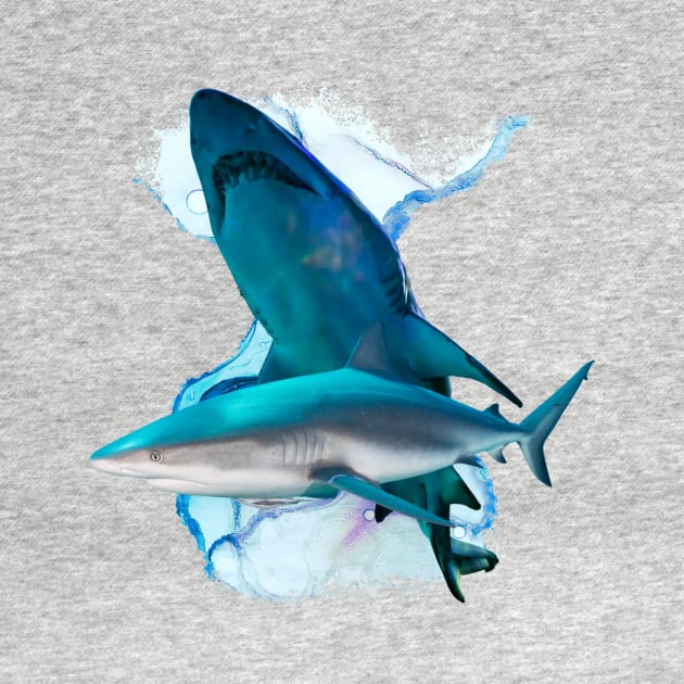 Sharks swimming together The Blue Shark by Abstractdiva